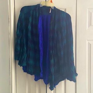 Free people oversized distressed plaid shirt